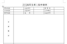 中国人民海军二胎生育申请表表格模板