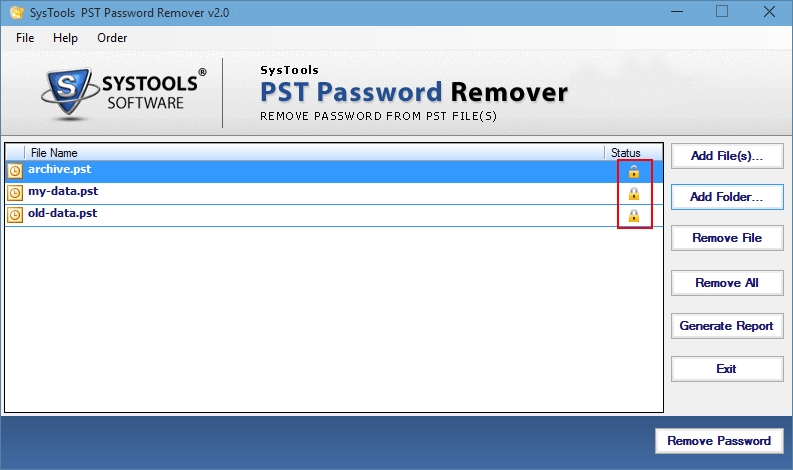 PSTļܴaƳSysTools PST Password Remover v2.0 M