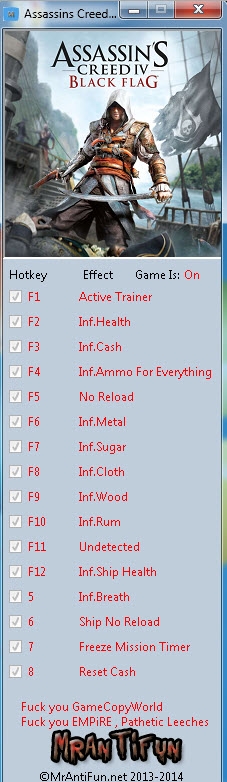 Assassins Creed 4 Black Flag Trainer +14 MrAntiFun V1.07M(fi)
