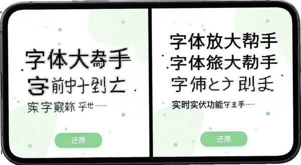 ����Ŵ����ʵʱԤ������չʾ���ֻ���Ļ������ʾ����ǰ�������Ա�Ч����������л�ԭ��ť������Ϊ��ˬ��ɫ���䵭��ɫ��׺