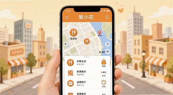 ��С������������Ϣ�ۺϹ���չʾ����������Ϊ�ֻ���Ļ�ϵĵ�ͼ���б������ͼ�����������ǳ��н����򻯲廭����Ļ�ϱ�ע�Ų������̳���ͼ�꣬��С�����Ƴ����ڶ���������������ɫ����ů���������ֱ���������ĳ�����