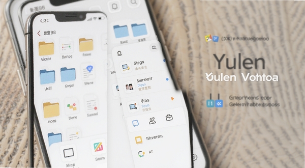 Yulen 软件界面清爽展示,手机屏幕上排列着文件整理与工具面板,浅色背景,扁平化设计风格,细节清晰,适合作为下载站配图