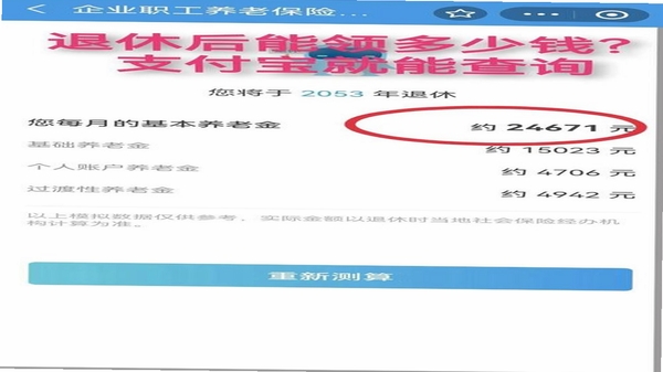 社保养老云计算 养老金测算 界面截图