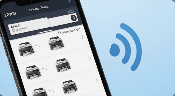 ������Epson Printer FinderӦ�ý�����д���ֻ���Ļ��ʾ��������̨��ӡ���б����Ա��������źŲ���ͼ�꣬����Ϊǳ��ɫ���䣬������ִ���ͻ�����ܷ��ֹ���