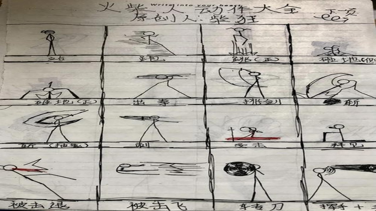 罐子里的火柴人简笔画教程,火柴人面部表情与肢体动作细节刻画,展示活泼可爱的动态效果