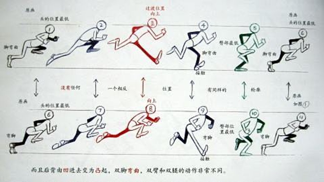奔跑吧笔芯同款跑步姿势全身动作拆解示意图