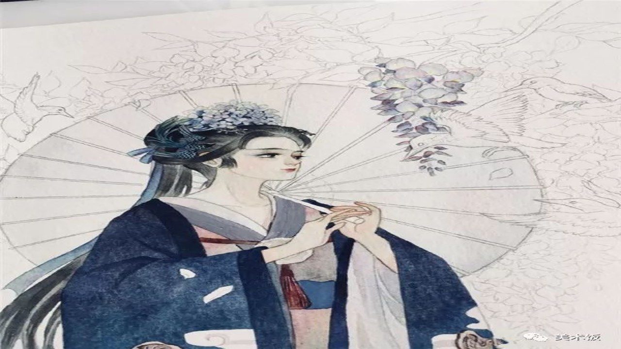 墨绘古风人物晕染技巧细节对比