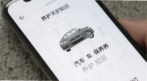 汽车天下 养护 知识 页面 手机 界面 展示 汽车 保养 图标 与 文字 说明 浅色 背景 简洁 风格