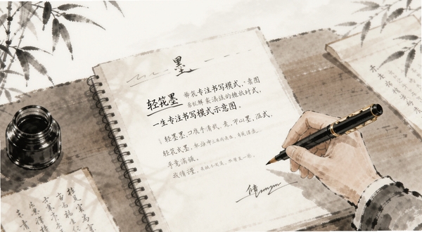 轻笺墨 全屏专注书写模式示意图