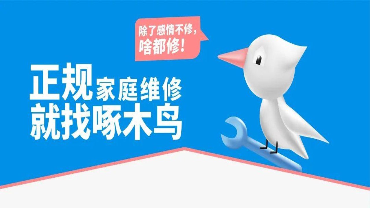 啄木鸟家庭维修售后保障服务图标,展示质保承诺与客服热线
