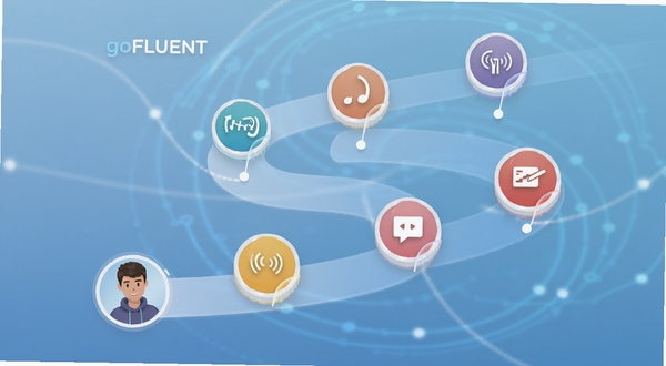 goFLUENT���Ի�ѧϰ·�����棬�ֻ���Ļ��ʾһ���������ϵ�·��ͼ��·���Ϸֲ��Ŵʻ㡢���������д����ͼ��ڵ㣬�û�ͷ��λ�����λ�ã���������ͽ�����ɫ��������ֿƼ�����������ںϵ��Ӿ����