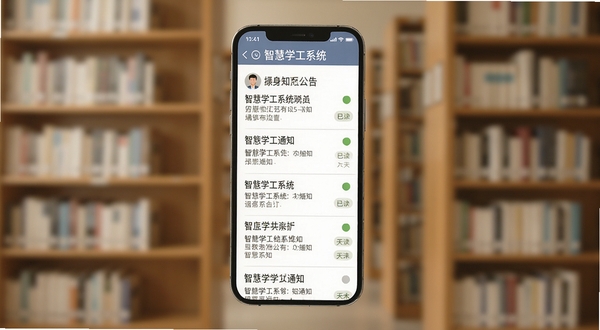 �ǻ�ѧ��ϵͳ֪ͨ����ҳ�棬�ֻ���Ļ��ʾ����֪ͨ�б��������Ѷ�δ��״̬��ǣ�����Ϊ����ͼ�������黯Ч��������ɫ���ºͣ�ͻ����Ϣ�����������