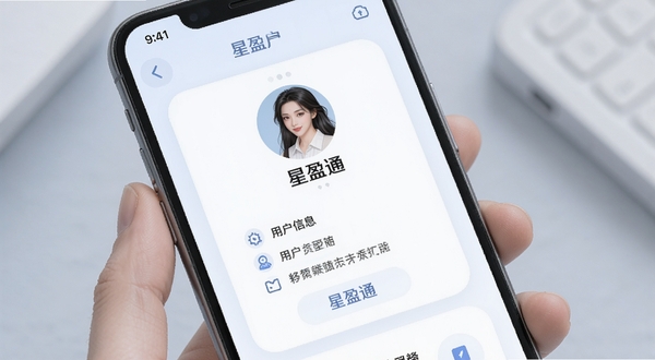 星盈通 个人资料页面 用户头像与信息展示 手机屏幕 浅色背景 柔和圆角卡片设计
