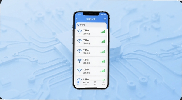 ��Ӱwifi������������ȫòչʾ����������Ϊ�ֻ���Ļ��ʾ������ҳ����������Ϊ����ɫ�Ƽ��н��䣬��Ļ�ڳ������������б����ź�ǿ��ͼ�꣬����������ˬ������Booguģ������