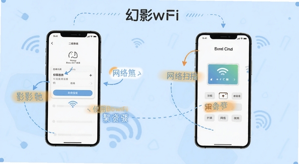 ��Ӱwifi��ʹ�ý̳�ʾ��ͼ���ֻ���Ļ��ʾȨ������������ɨ��������裬����Ϊǳɫ�̷̳�񣬻����ע�ؼ������㣬����Booguģ������
