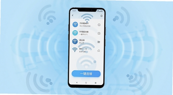 ����WiFiһ��ֱ������������ȫòչʾ����������Ϊһ��������׿�ֻ����ֻ���Ļ�������WiFi�ź�ɨ���б���һ�����Ӵ�ť����������Ϊǳ��ɫ����Ƽ��й��Σ�����ɢ��ϸ΢�������źŲ���Ԫ�أ���������ˬ��Լ������Booguģ������