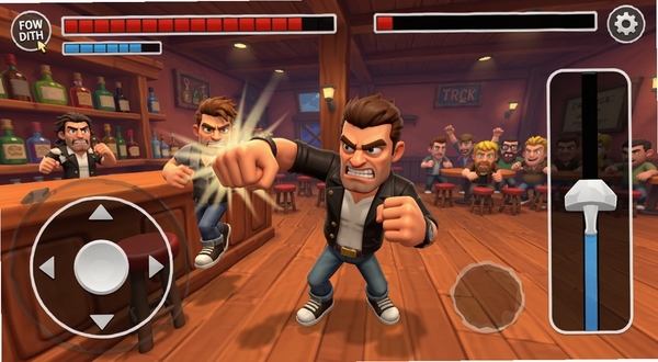 Drunkn Bar Fight �ֻ��˲��������ͼ���������ҡ�ˣ��Ҳ๥������������Ļ�Ϸ���ʾѪ�����ưɳ�������ɫ���ڻ�ȭ��3D��ͨ���