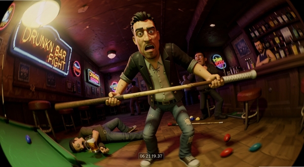Drunkn Bar Fight �����ӽǽ�ͼ����Ļ��Եģ����ת����ɫ�ֳ�̨�������վ����ǰ���ж��ֵ��أ��ư��޺������˸��3D��Ⱦ������͸��Ч��