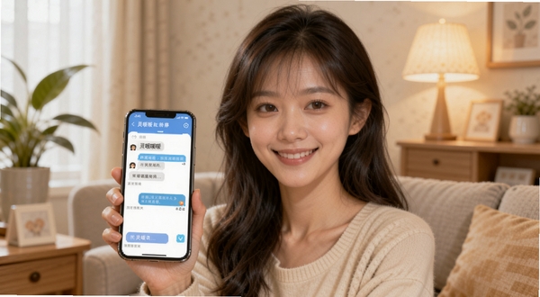 ��ůů �ٷ�����ͼ ����Ϊһλ΢Ц������Ů���ֳ��ֻ� �ֻ���Ļ��ʾ��ůůAPP�ĶԻ����� ������ůɫ���ľӼҿ��� ����ֲ����͵ƹ� �����Χ��ܰ���� ����Booguģ������