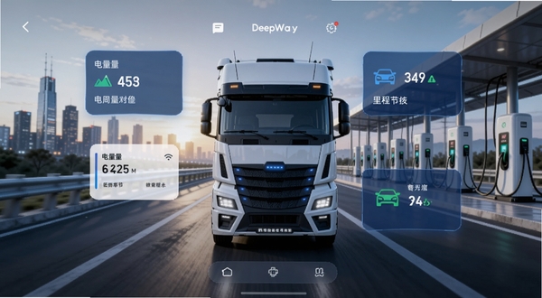 �������DeepWay�����ƶ���Ӧ�������棬��������Ϊһ����ɫ�����ؿ���ʻ�ڸ��ٹ�·���������峿�������������վ������������Ƭչʾ����������복��״̬ͼ�꣬��ɫ�Ƽ���ɫ��������дʵ�������Booguģ������