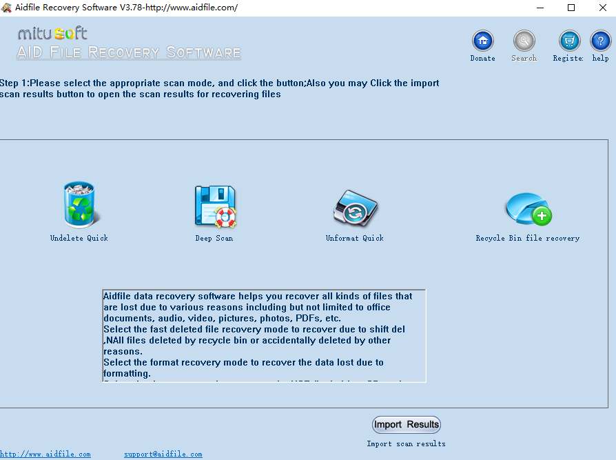 Aidfile Recovery Software 3.7.9.6最新版本运行截图