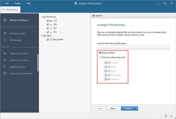Auslogics File Recovery 12中文完整版运行截图