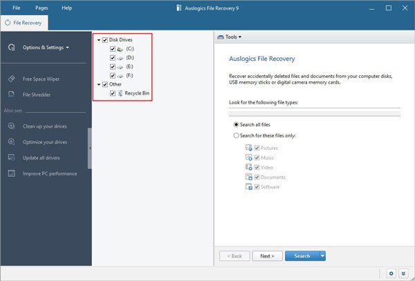 Auslogics File Recovery 12中文完整版运行截图