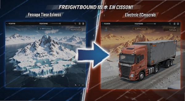 Freightbound�汾��������չʾͼ���������Ϊ�ɰ汾���棬�Ҳ�Ϊ�°汾���棬�м��ü�ͷ���ӣ�ͻ�������ļ���������ͼ��綯����ģ�ͣ����Ա�����