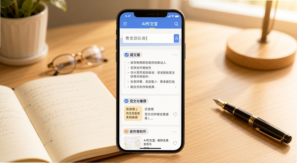 AI���ı�����������չʾ����������Ϊ�ֻ���Ļ����Ļ�ڳ���AI���ı���д���������棬�Ϸ���������Ŀ������·�չʾ��������뷶���Ƽ��б�������Ϊ��͵������������бʼǱ��͸ֱʵ�׺������ɫ����ů������ͻ������д���ı�ݸ�