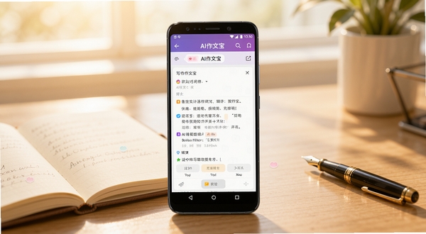 AI���ı� �����������빦��ģ�����ͼ����������Ϊһ����׿�ֻ����ֻ���Ļ��չʾAI���ı���д���༭���棬����Ϊ��͵������������бʼǱ��͸ֱʵ�׺������ɫ����ů����������Booguģ������