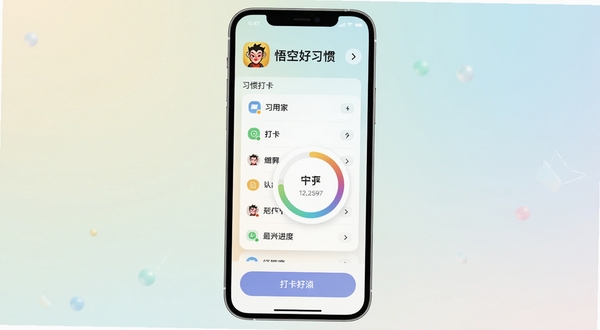 ��պ�ϰ�� Ӧ��������չʾ �ֻ���Ļ������ʾϰ�ߴ��б�����Ȼ���ͼ ����Ϊ���ǳɫ���� ���������� ͻ��Ӧ��ͼ����򿨰�ť �����������ִ�