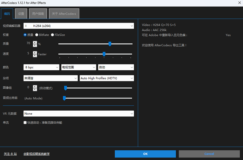 AfterCodecs插件电脑版1.12.1最新版运行截图