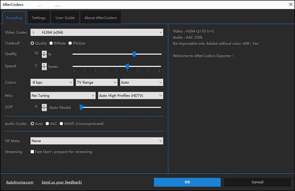 AfterCodecs插件电脑版1.12.1最新版运行截图