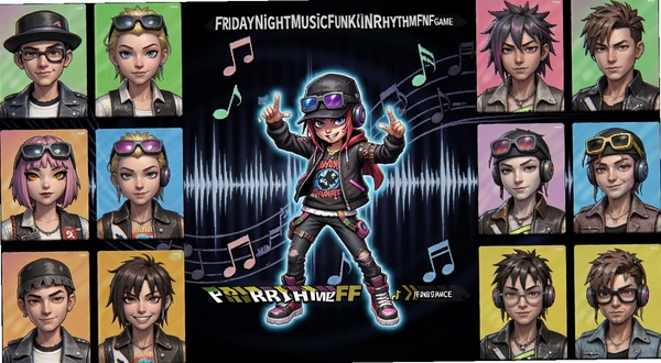 FridayNightMusicFunkinRhythmFNFGame��ɫѡ����棬����չʾ��λ������������ֽ�ɫͷ����������Ļ���࣬����Ϊ��ǰѡ�н�ɫ�Ķ�̬���棬���������������������������������ᳱ��