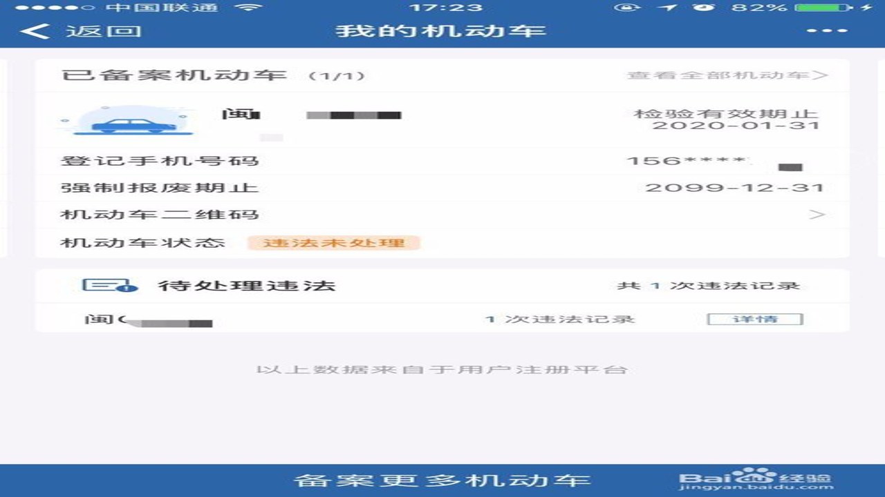交通违章处理帮手 违章详情列表 扣分罚款显示界面