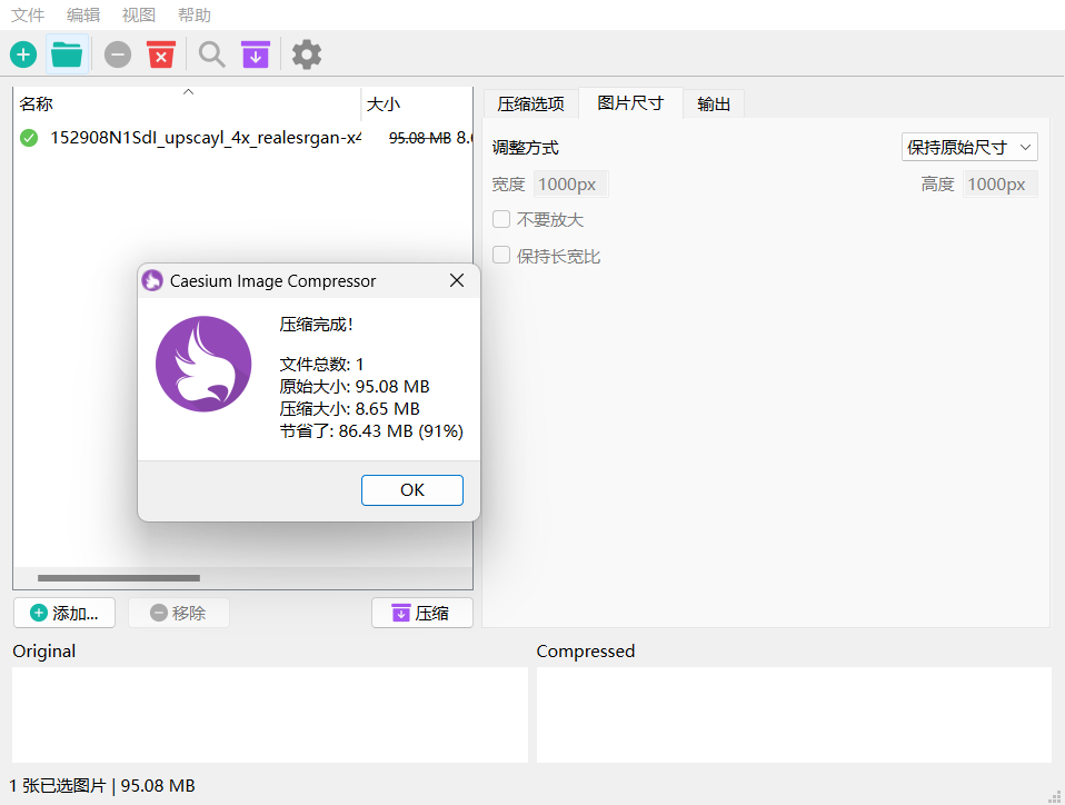 Caesium Image Compressor 2.8.5中文最新版运行截图