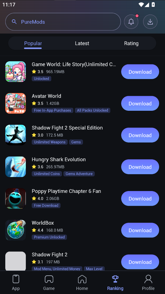 puremods下载安卓最新版运行截图