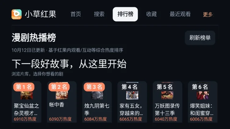 小草红果短剧TV盒子运行截图