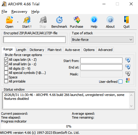 ARCHPR 4.66中文免费版运行截图