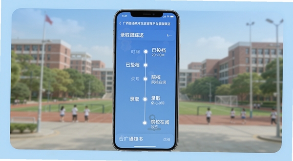������ͨ�߿���Ϣ����ƽ̨¼ȡ���ٽ��棬�ֻ���Ļ��ʾ¼ȡ״̬ʱ������֪ͨ��������Ϣ��������Ͷ����ԺУ���ġ�¼ȡ��״̬�ڵ㣬�������Ϊʱ������ʽ������ΪУ԰����黯����������Ϊ�ֻ���Ļ���У���������Ϊǳ��ɫ���������Χ�����ȶ�