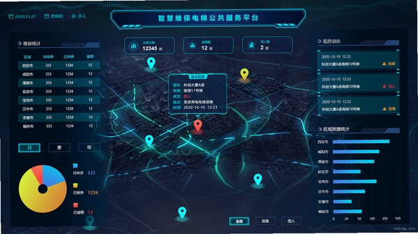 智慧电梯家 维保记录管理界面