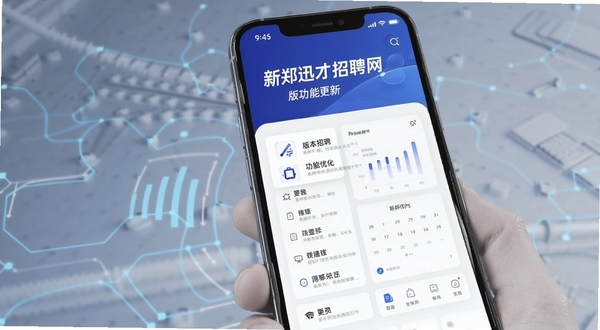 新郑迅才招聘网 版本更新 功能优化 手机界面 更新日志 新郑招聘 科技感 扁平化