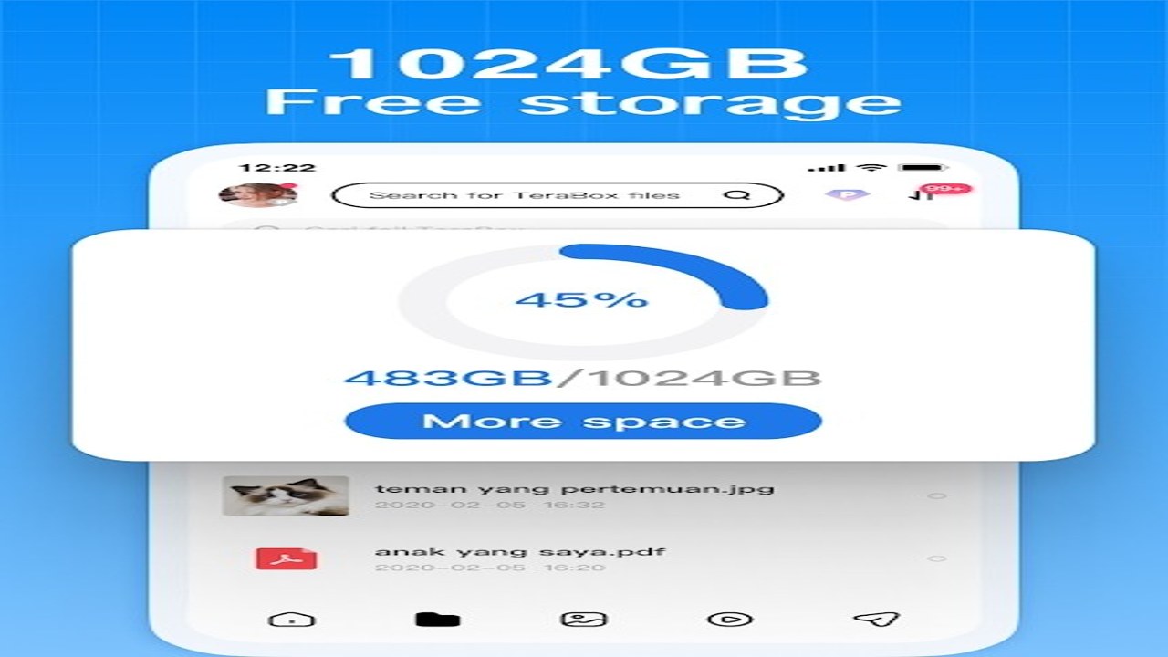 TeraBox手机APP与电脑端文件同步界面展示