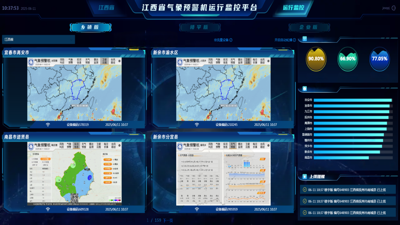 神准天气恶劣天气红色预警推送界面,显示具体影响区域