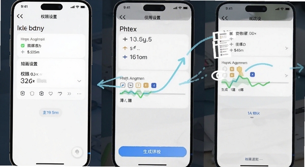 AI绘画移动端操作界面截图,展示权限设置与生成进度条,画面简洁清晰,突出使用引导流程