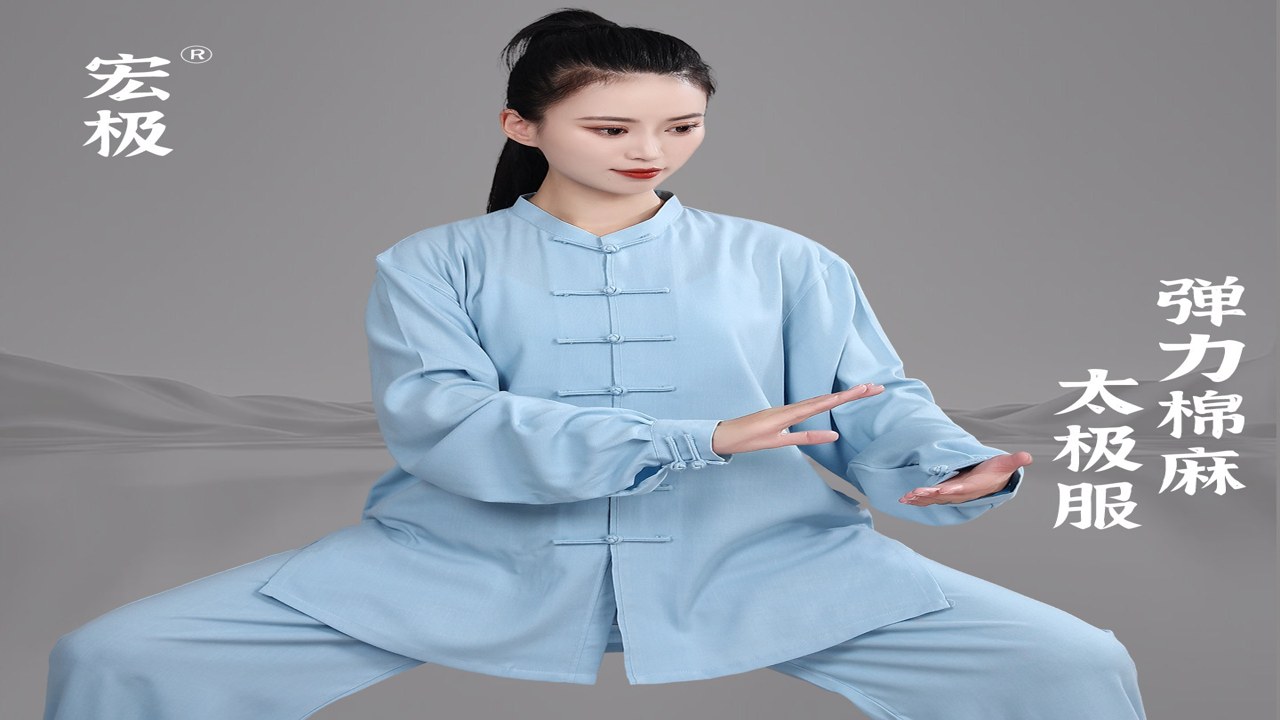 透气排汗太极练功服细节特写