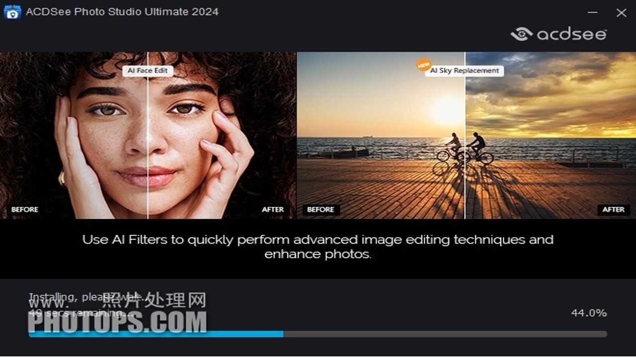 ACDSee Photo Studio Ultimate 2027中文激活版 AI智能修图效果对比展示