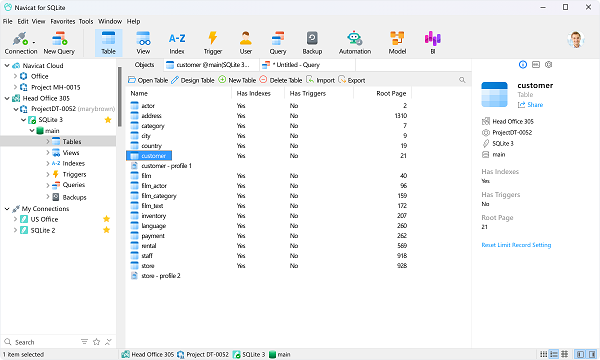 Navicat for sqlite 18中文版运行截图