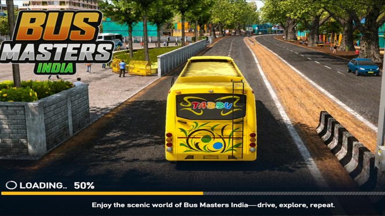 巴士大师:印度模拟器(Bus Masters India Simulator)游戏主界面与印度街头场景展示