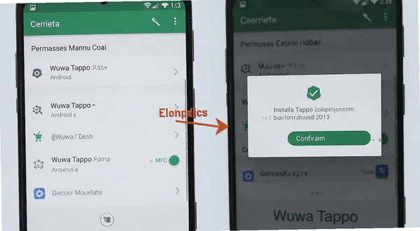 Wuwa Tappo Android版 安装权限设置示意画面,手机屏幕显示权限管理页面与安装确认弹窗,背景为浅色系统界面,画面清晰直观,突出操作步骤